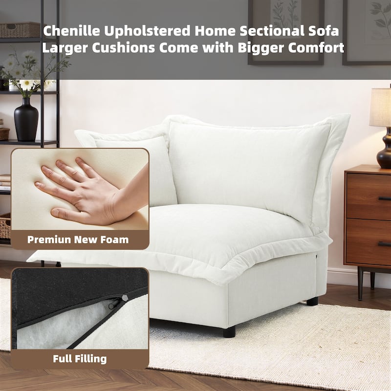 Double Layer Cushion Comfy Cloud Modular Sectional Sofa Couch Ottoman