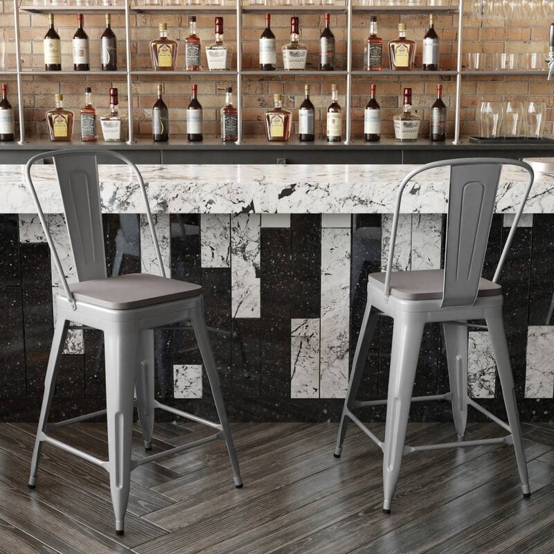 All-Weather Commercial Counter Stool with Removable Back & Poly Resin Seat
