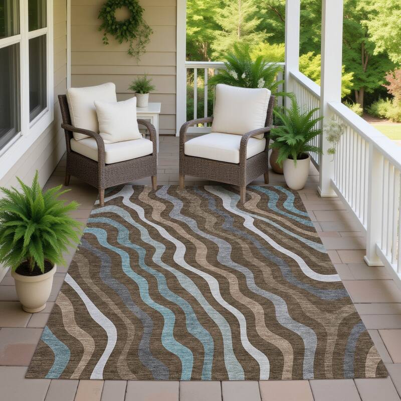 Machine Washable Indoor/ Outdoor Modern Eureka Chantille Rug