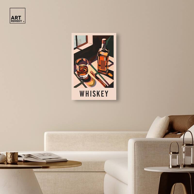 Whiskey Poster Canvas by Art Remedy, Gallery Wrapped