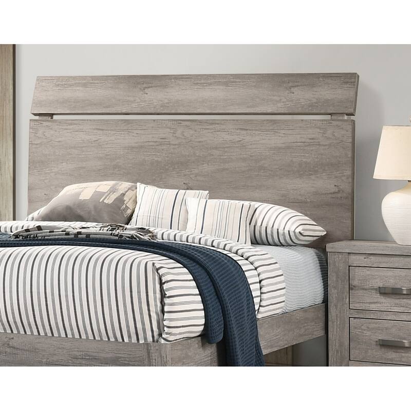 Queen Size Wooden Panel Bed with Simple Modern Headboard and Paper Laminate Finish