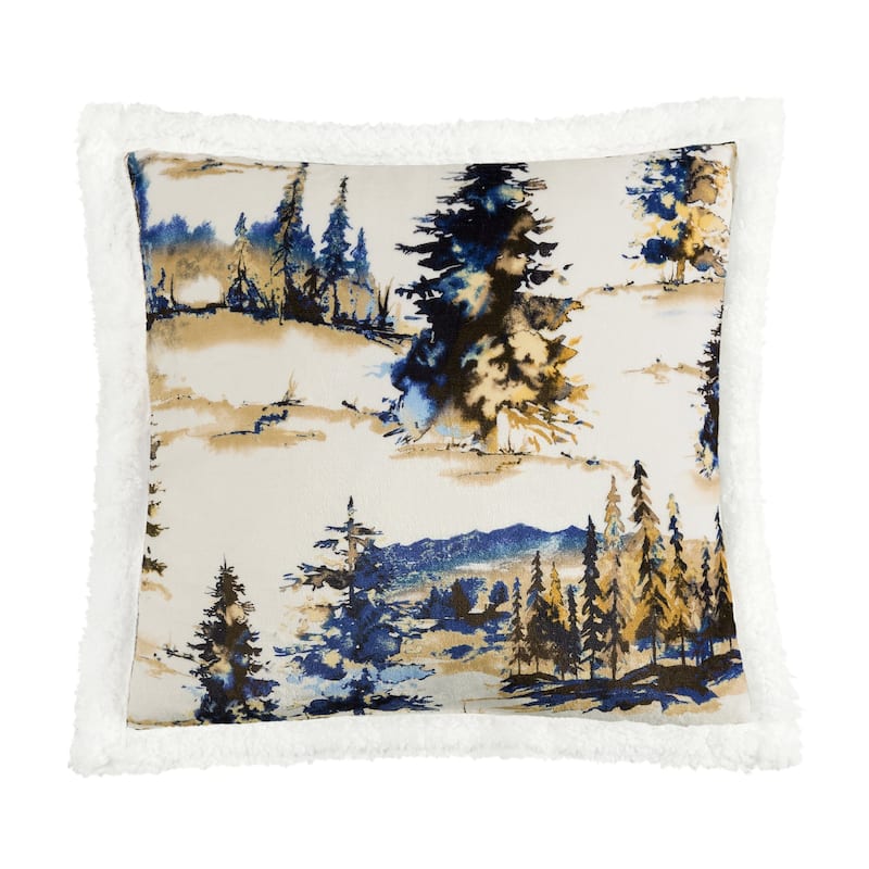 Indigo Hill by HiEnd Accents Campfire Sherpa Fleece Decorative Pillow, 18"x18"