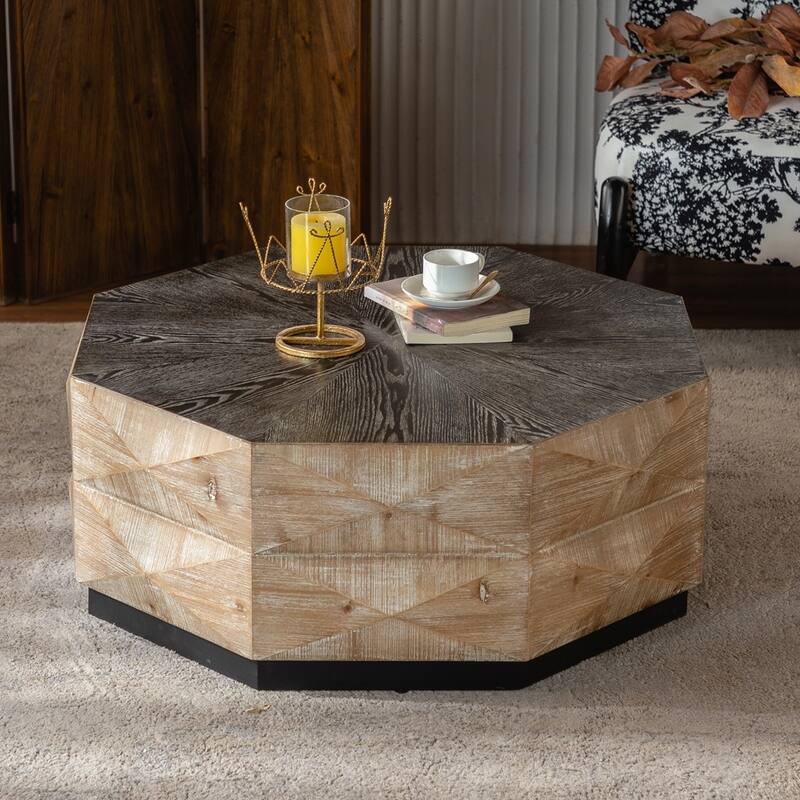 Living Room Home Rustic Cocktail Table Center Large Circle Coffee Table