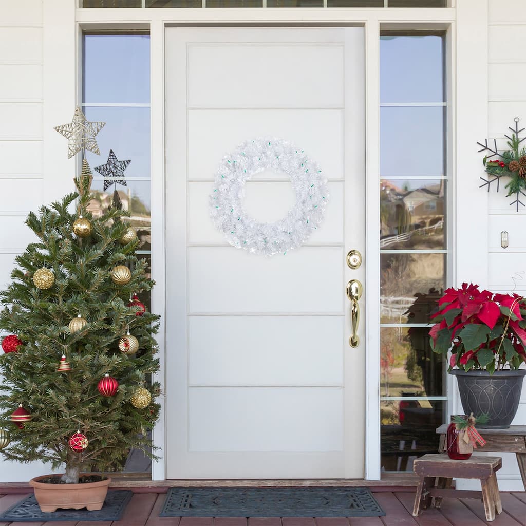 Woodbury White Pine Artificial Christmas Wreath, 24-Inch, Green Lights
