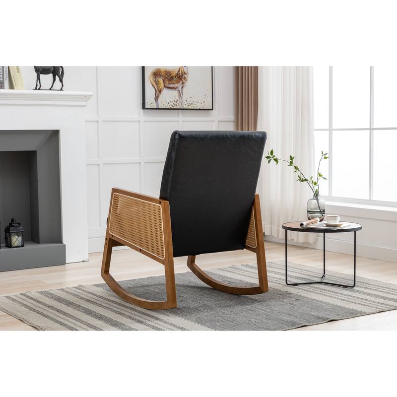 Living Room Comfortable Rocking Chair Lounge Chairs with Solid Rubber Wood Leg Arm Chairs