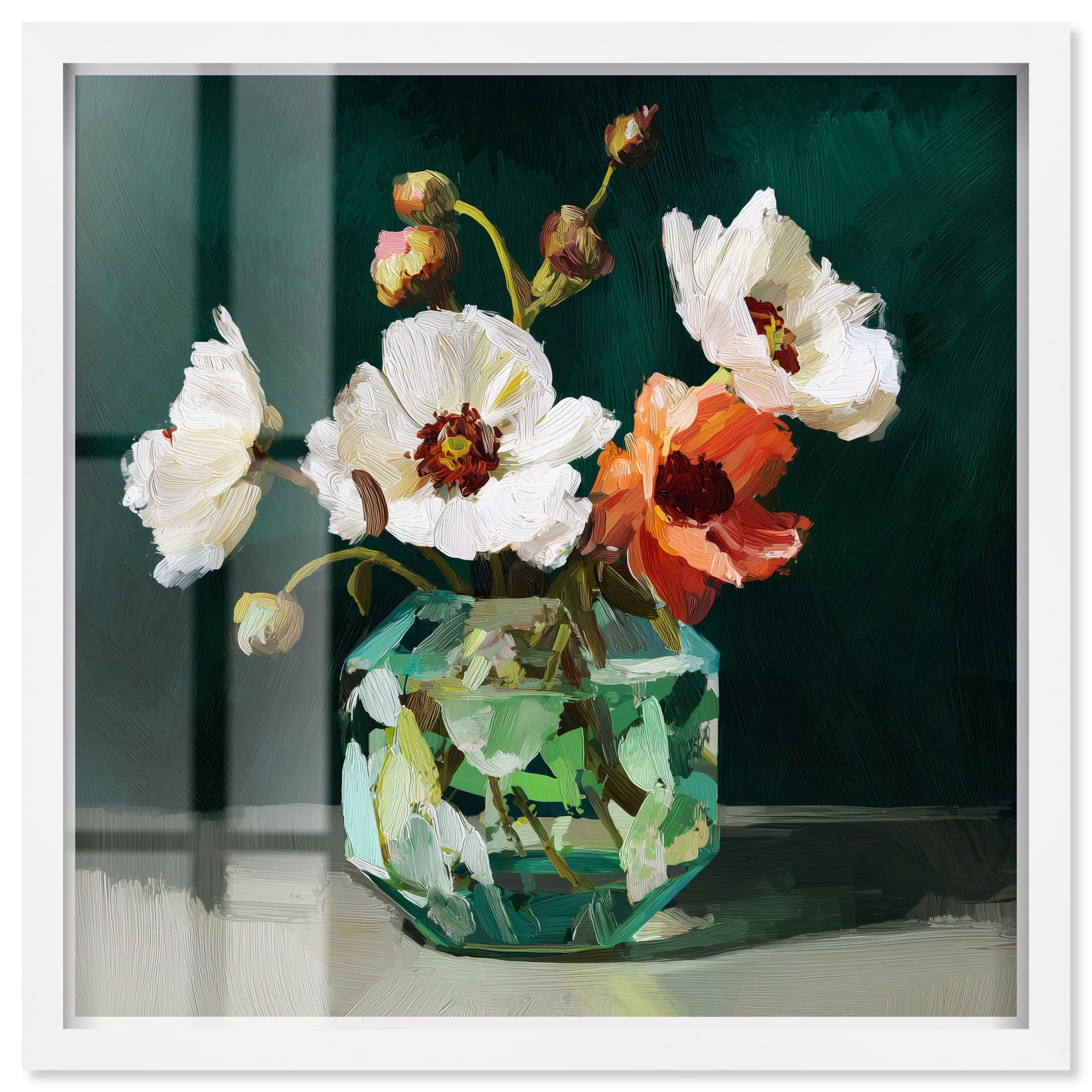 Glass Poppies I Floral Wall Decor Shadowbox Print by Art Remedy