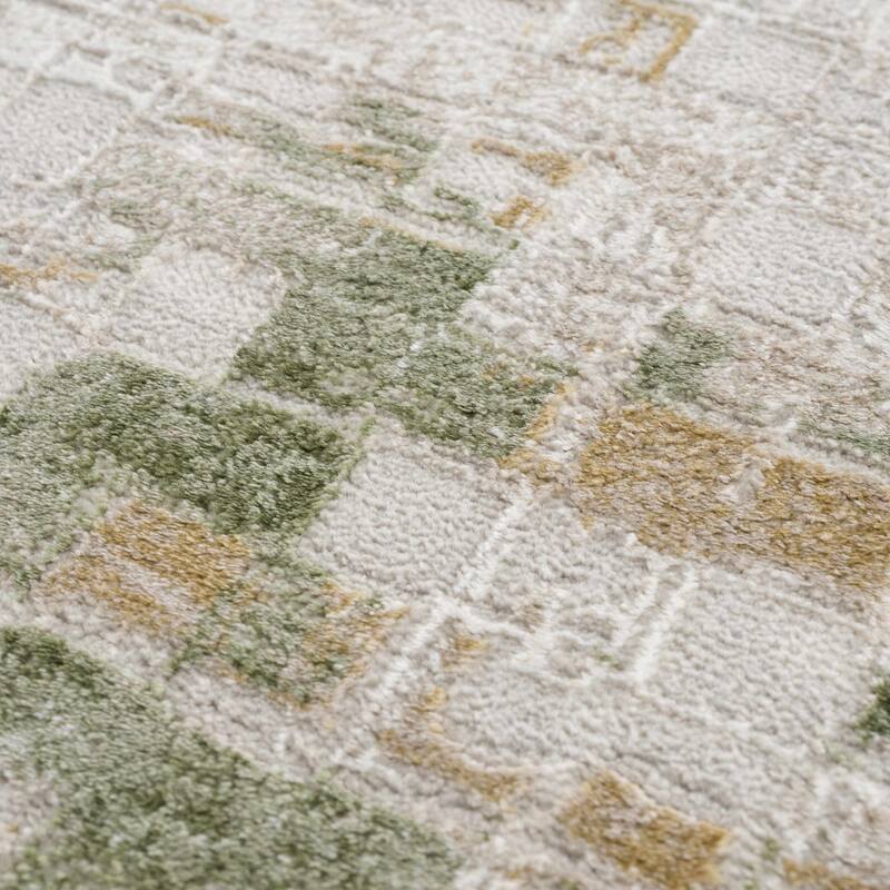 Hauteloom Liverpool Collection Modern Abstract Contemporary Square Tile Area Rug