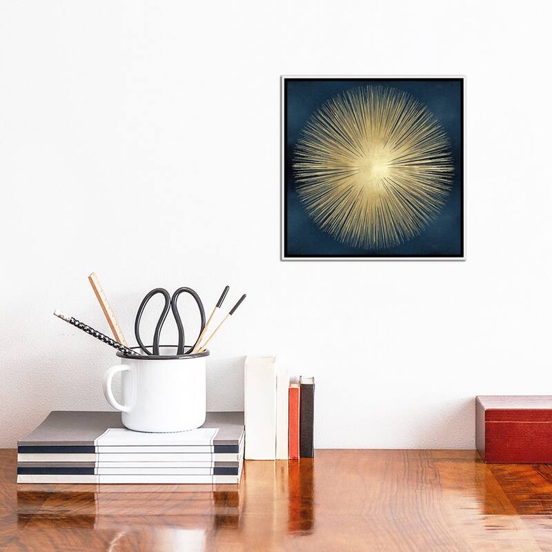 iCanvas "Sunburst Gold On Blue I" by Abby Young Framed Canvas Print