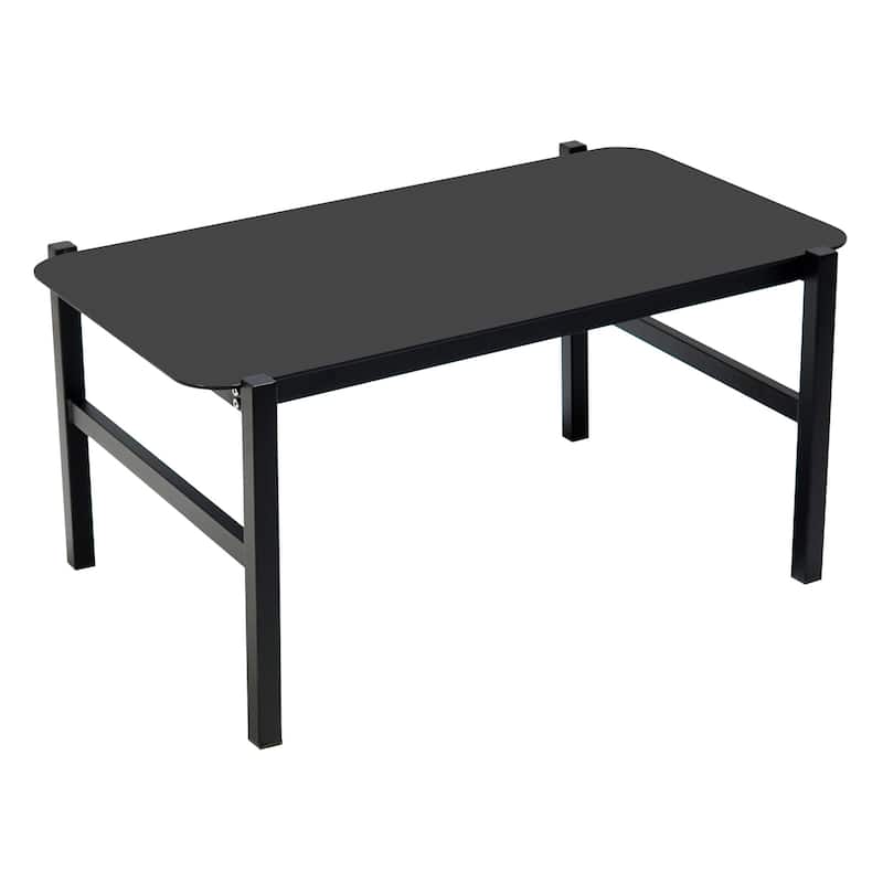 Outdoor Sofa Set with Tempered Glass Table for Garden (Set of 4)