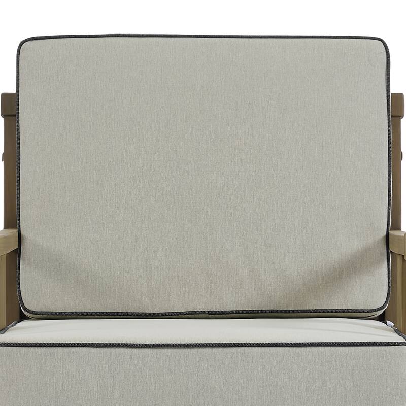 2 Set Brown Wood Outdoor Accent Club Chairs with Water-Resistant Cushions