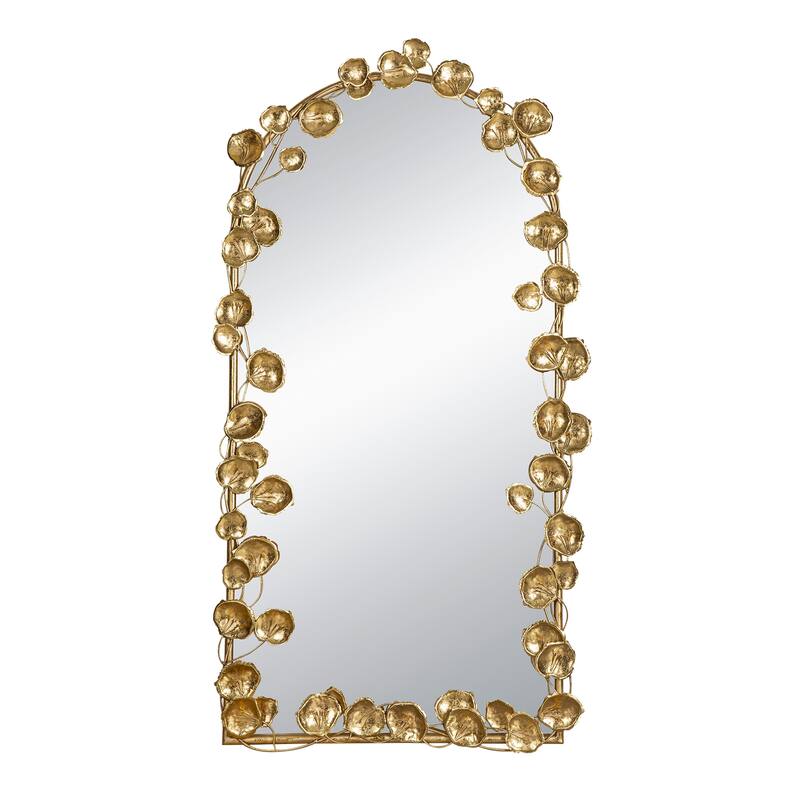 Wall Mirror with Golden Leaf Accents,Designed by CUSchoice