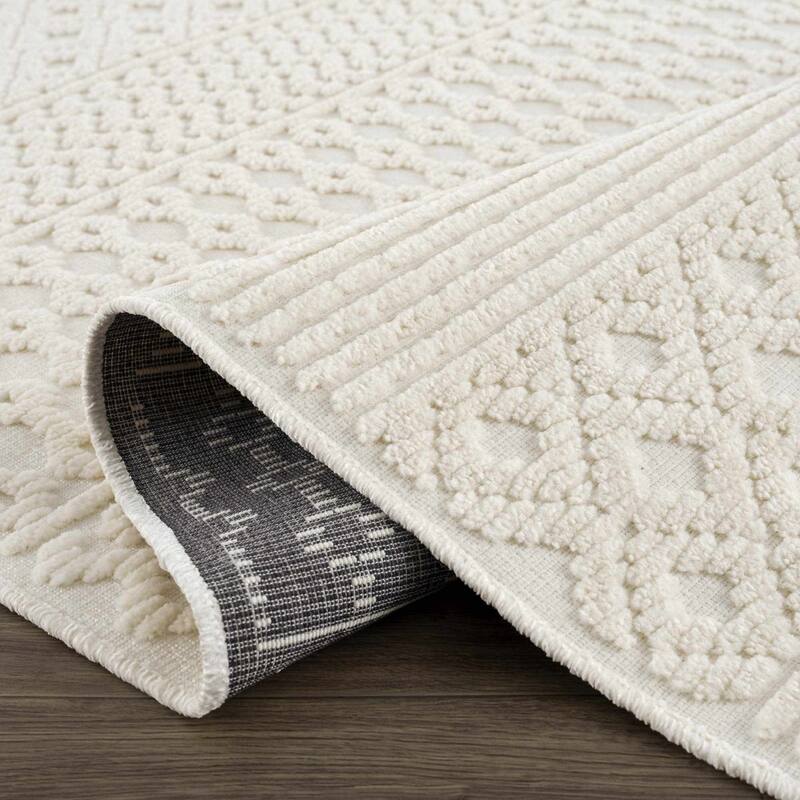 Hauteloom Drago Hallway, Kitchen Machine Washable Runner Rug - White, Off White - 2'7" x 7'2"