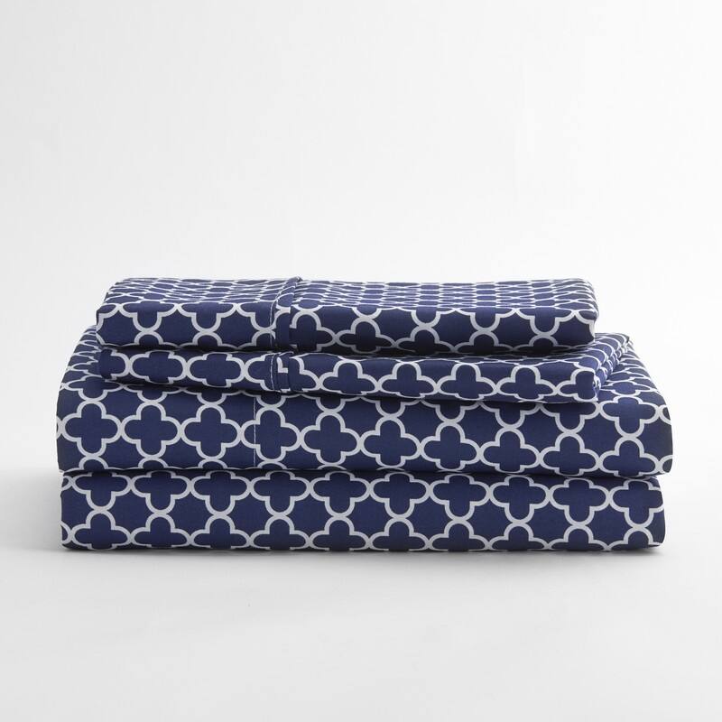 Becky Cameron 4-piece Deep Pocket Quatrefoil Pattern Bed Sheet Set