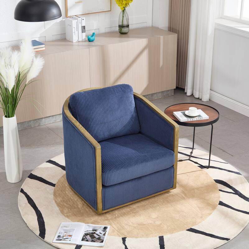 Accent Chair Sofa Chair with High-Density Foam and Curved Back, Degree Swivel Barrel Club Chair Lounge Chair