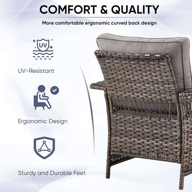 2 Club Chair,2 Ottoman, 3-seat Sofa and Coffee Table - Brown