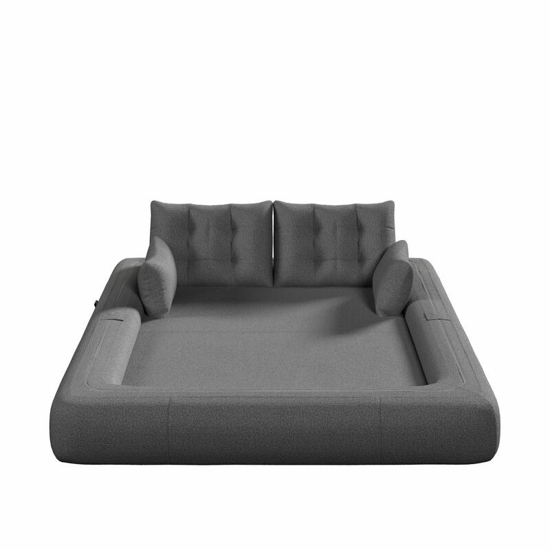GDFStudio - Teddy Fabric 78.7" Multi-Functional Foldable Sofa Bed