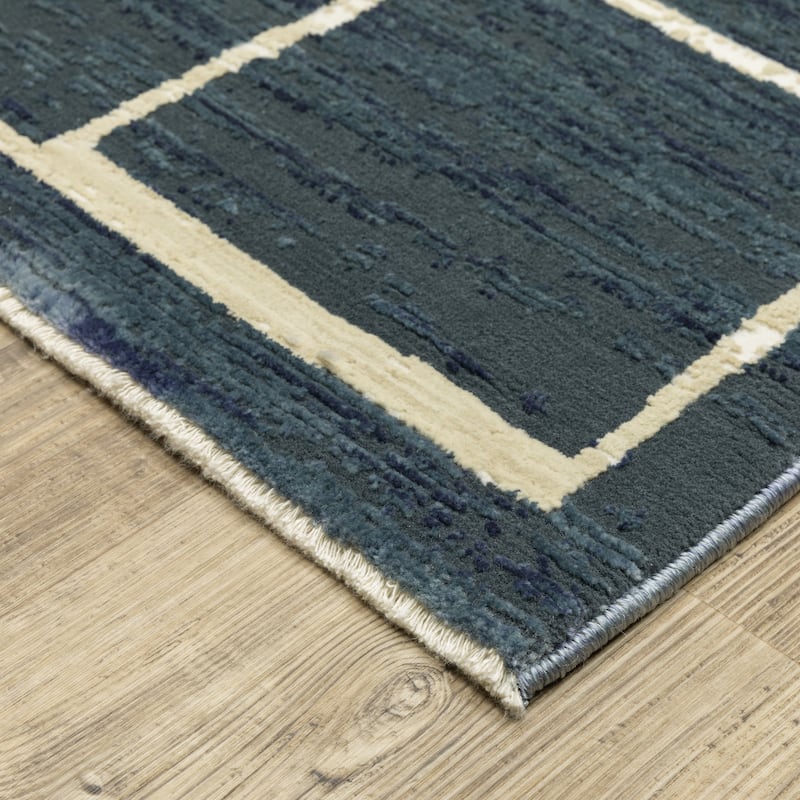 Style Haven Raphael Geometric Blue/ Ivory Mixed Pile Area Rug