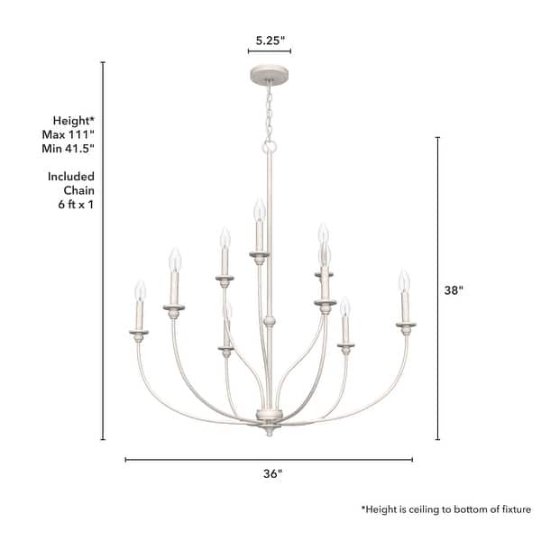 dimension image slide 1 of 10, Hunter Southcrest Chandelier - Entry, Dining Table, Kitchen Island - Farmhouse, Transitional, Candle