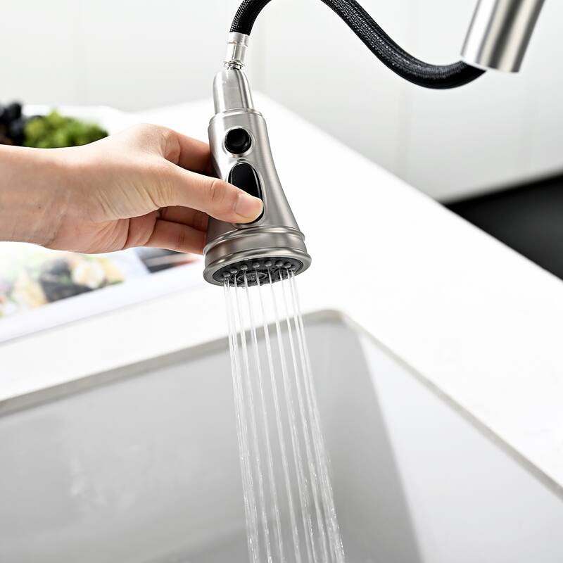 8-in Widespread Pull Down Kitchen Spray in Matte Black,Brushed Nickel