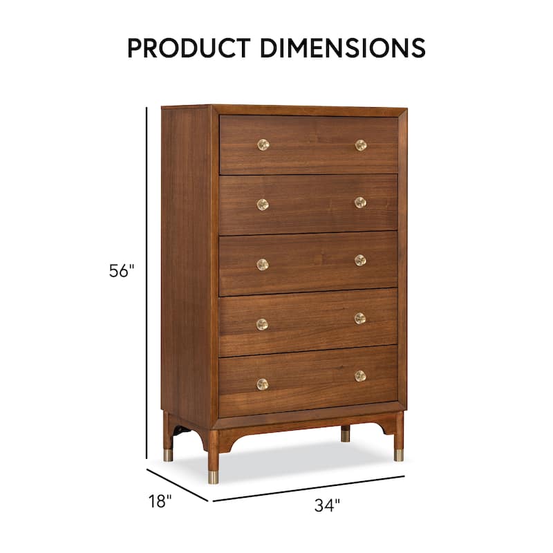 Furniture of America Forma Mid-Century Modern 6-Piece Walnut Solid Wood Platform Bedroom Set