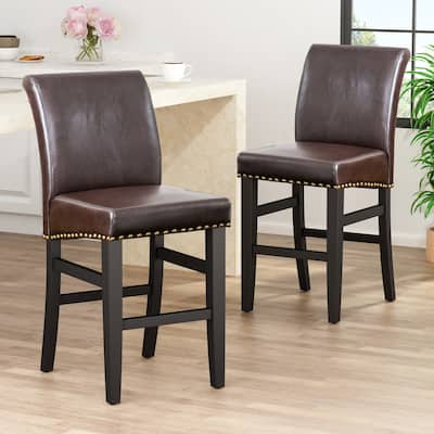 25.5'' inch Upholstered Counter Stool with Solid Wood Frame (Set of 2)