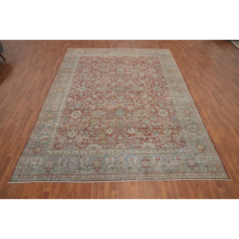 Hand Knotted Oriental 100% Wool Carpet Traditional All-Over Oranges & Rust Sultanabad (Ziegler) Area Rug - 12' 9'' X 9' 5''