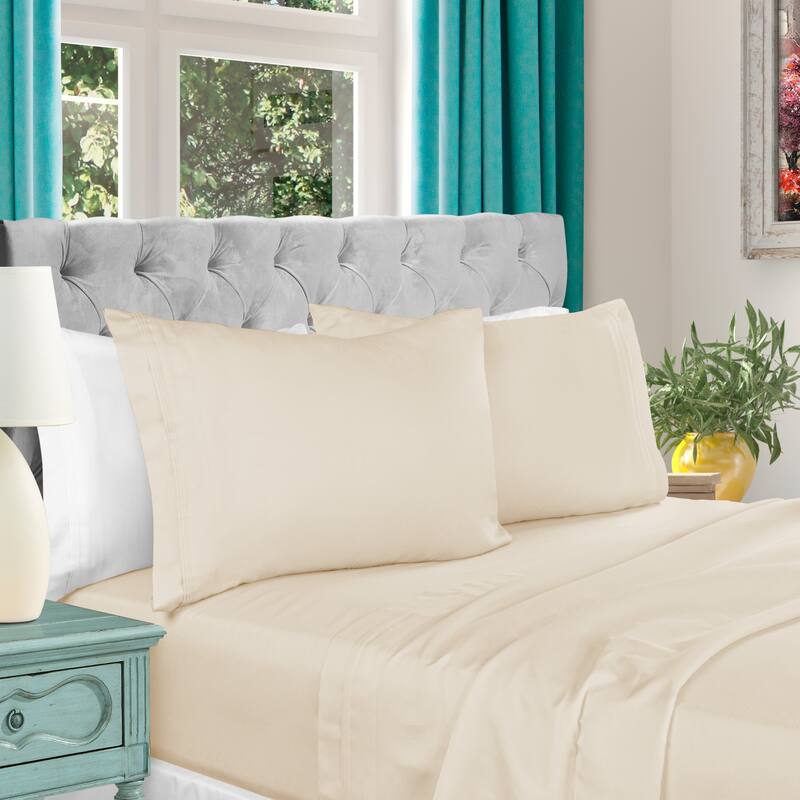 Egyptian Cotton 1000 Thread Count 4 Piece Bed Sheet Set by Superior - Full - Ivory