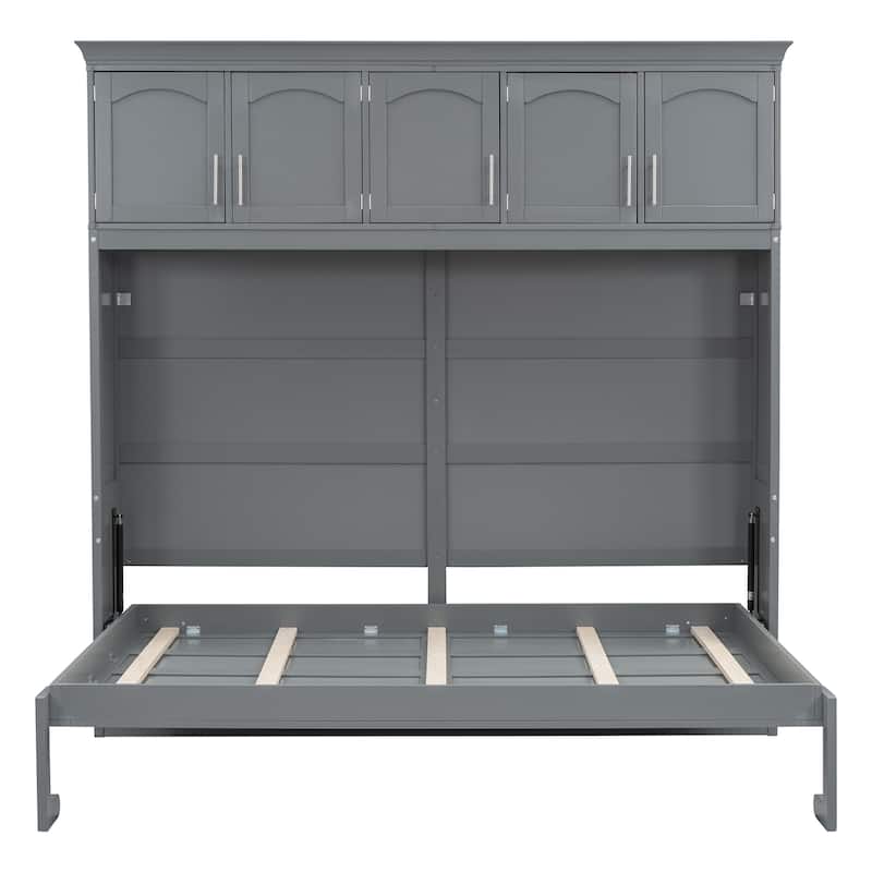 Storage Murphy Bed with Top Cabinets, Flip Horizontal