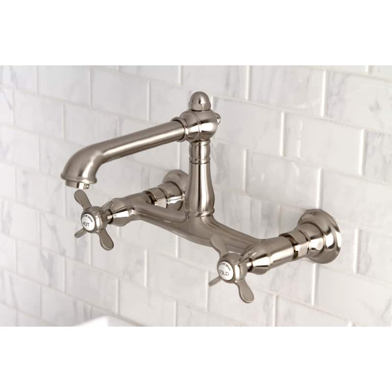 Essex Two-Handle 2-Hole Wall Mount Bathroom Faucet - Brushed Nickel