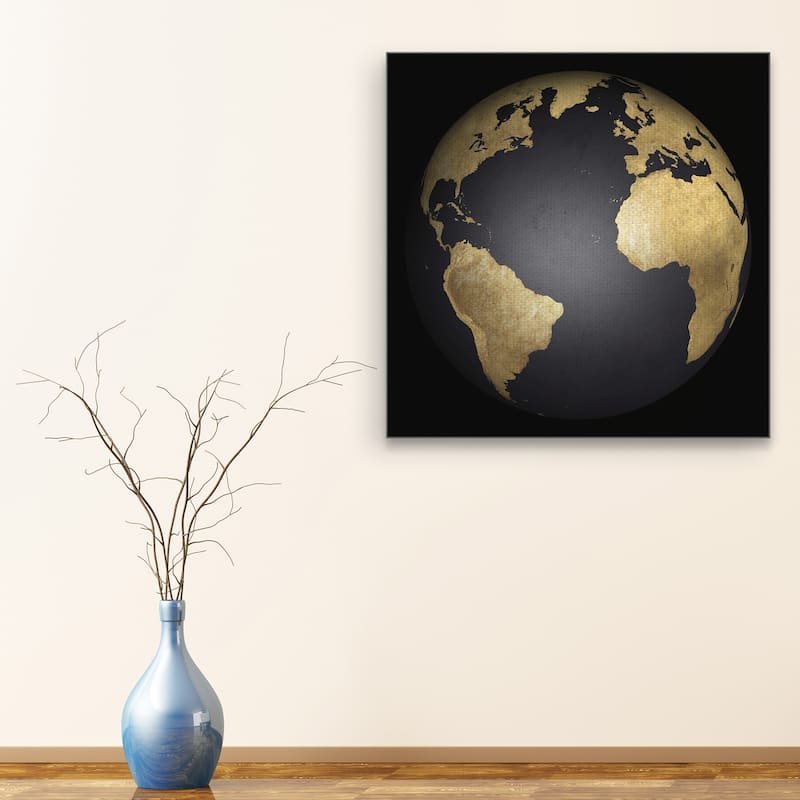 Black & Gold Globe by Belle Maison Canvas Art Print