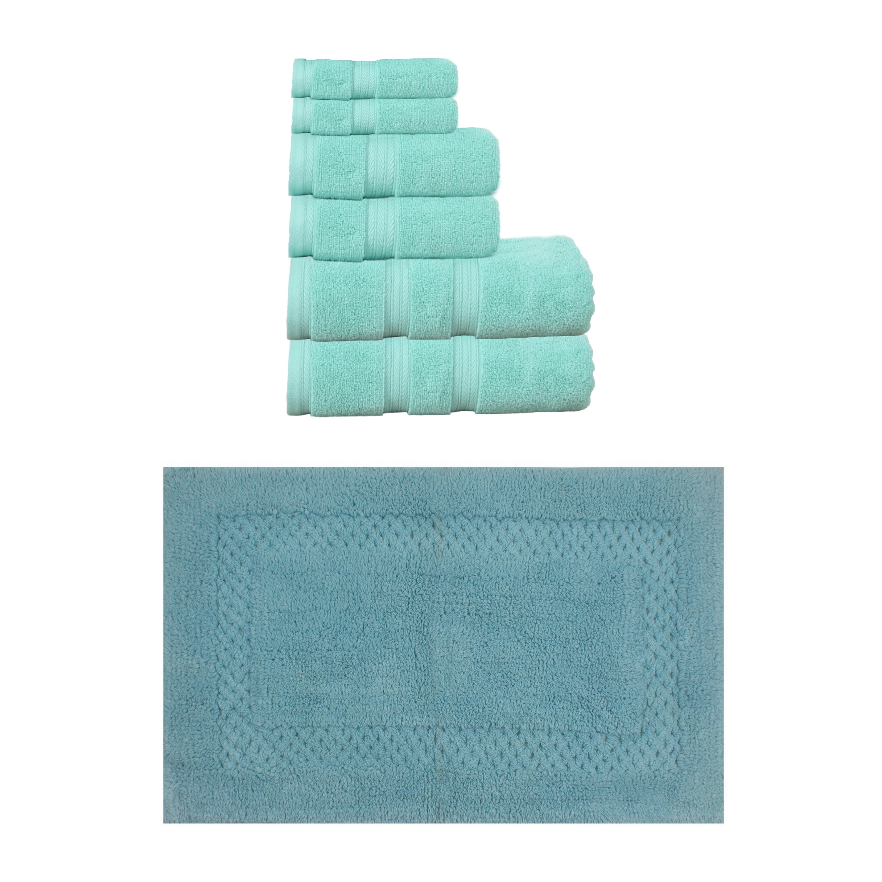 Home Weavers Classy Bath Mat 100% Soft Cotton 6 Pc Towel Set & 1 Pc 21x34" Bath Rug, Machine Washable & Non Slip (Set of 7)