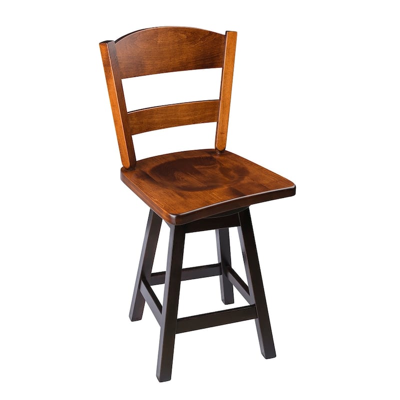Amish Made Maple Swivel Urban Bar Stool with Classic Back - Michael's Cherry and Onyx Stain - Counter Height