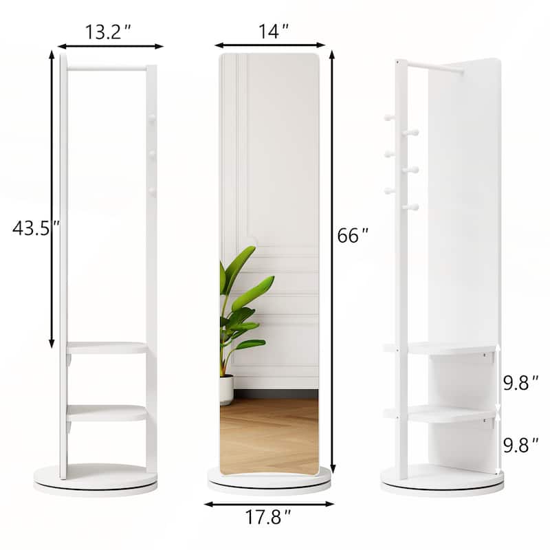 Versatile Full Length Mirror with Integrated Coat Rack for Home Spaces