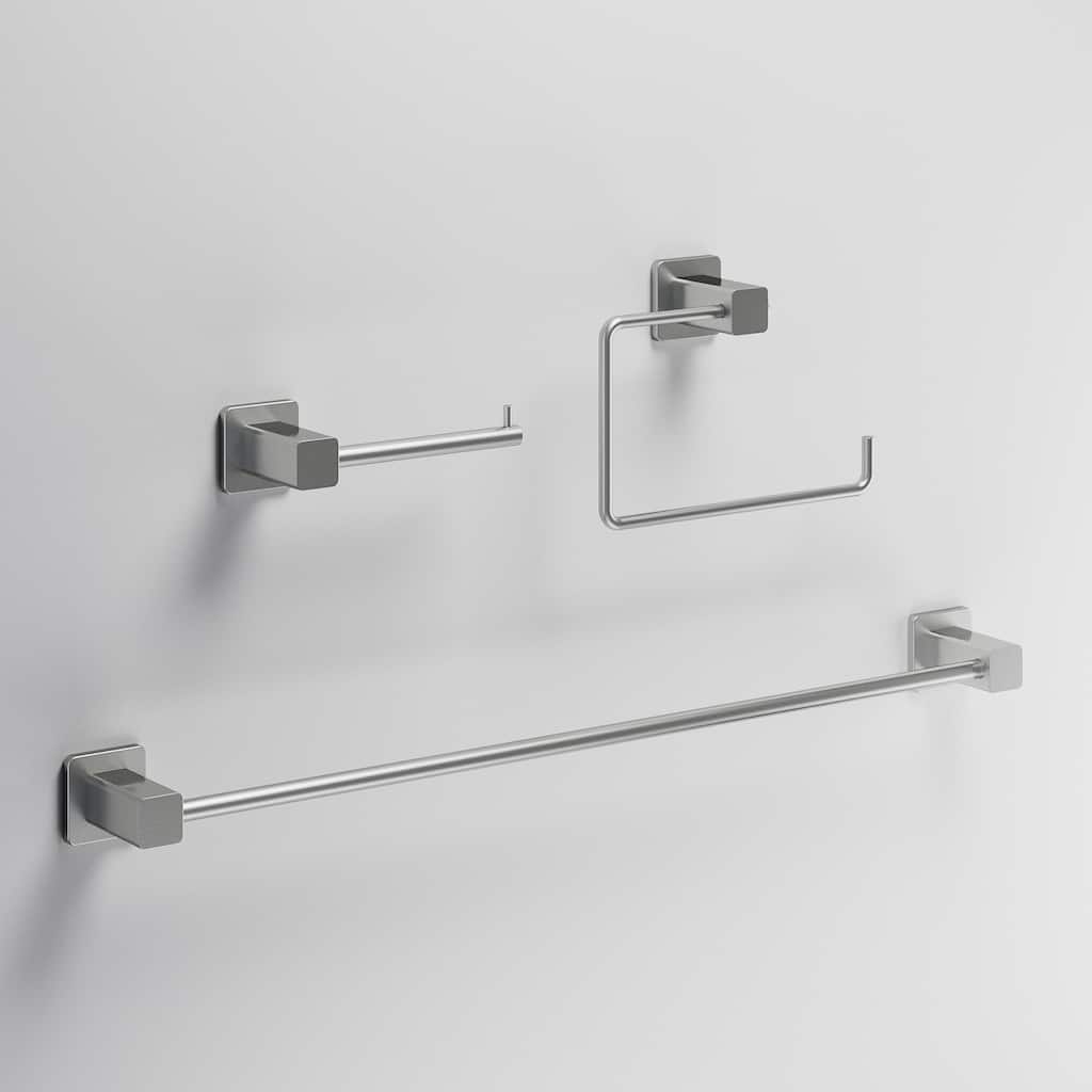 VIGO Meridian 3-Piece Bathroom Hardware Accessory Set with 24 in. Towel Bar, Toilet Paper Holder, Hand Towel Holder