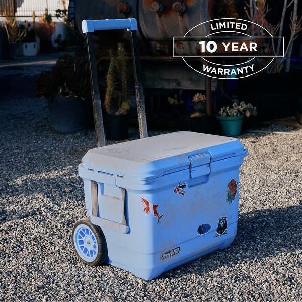 Coleman Pro Heavy-Duty 55qt Wheeled Ultra-Light Hard Cooler, Keeps