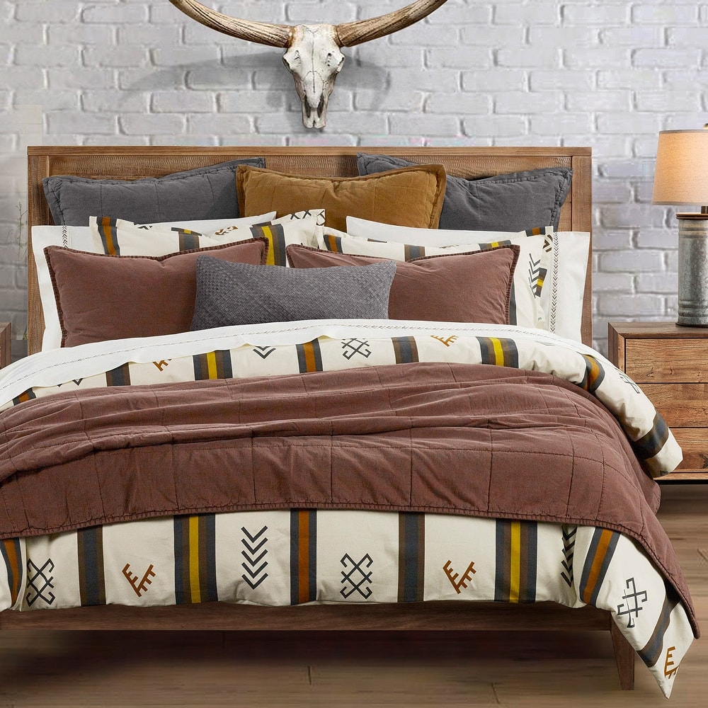 HiEnd Accents Toluca Canvas Western Bedding Geometric Stripes 3 Piece Comforter Set