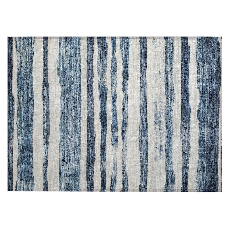 Machine Washable Indoor/ Outdoor Moroccan Stripe Chantille Rug