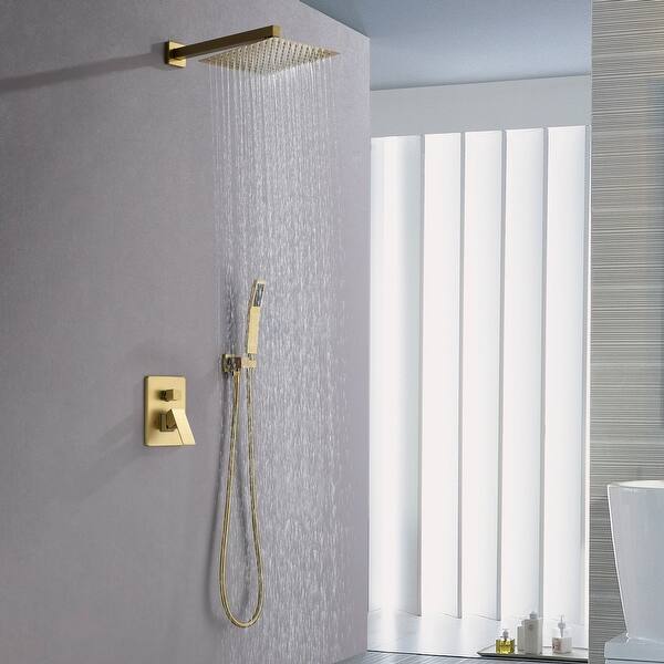 slide 1 of 35, Wall Mount Shower Faucet with Rough-In Valve Gold