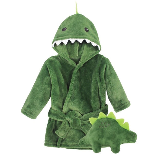 slide 1 of 1, Hudson Baby Infant Boy Plush Bathrobe and Toy Set, Dinosaur, One Size - Dinosaur - One Size One Size - Dinosaur