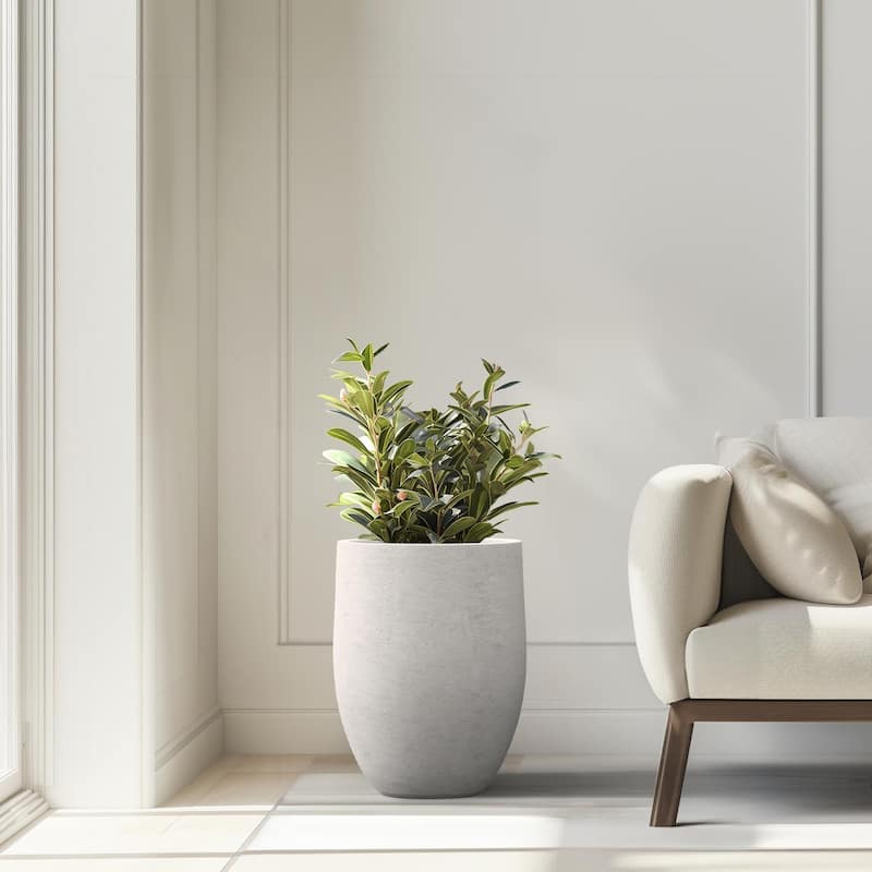 Tall Concrete Round Plant Pots / Large Indoor and Outdoor flower Planters