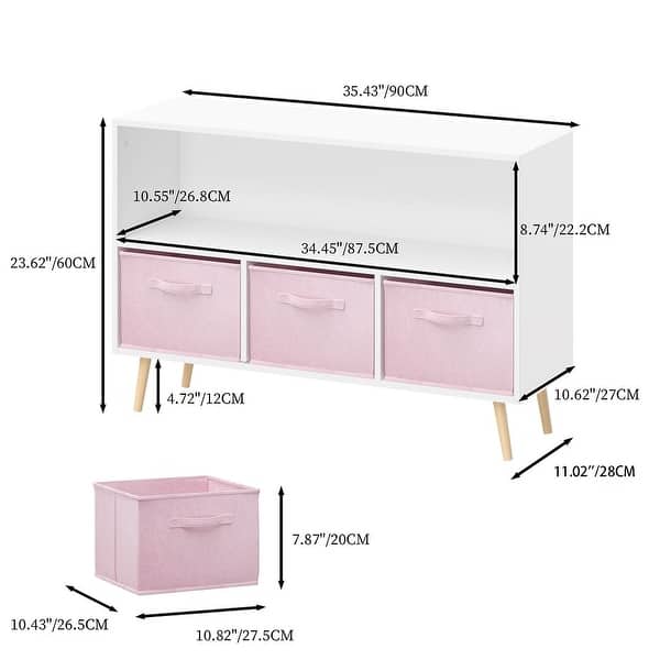 dimension image slide 0 of 2, Kids Toy Storage Box Organizer with Bookcase for Books,Toys