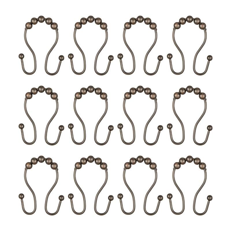 Utopia Alley Double Roller Ball Stainless Steel Shower Curtain Hooks Rings, Set of 12