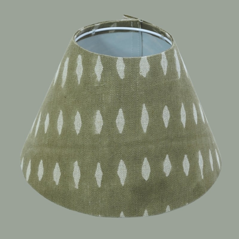 Fabdivine OMJI Handmade Thick Linen Green Boho Block Print Lampshade - Eco-Friendly Table Lamp Cover Decor for Living Room - 10 x 11 x 10