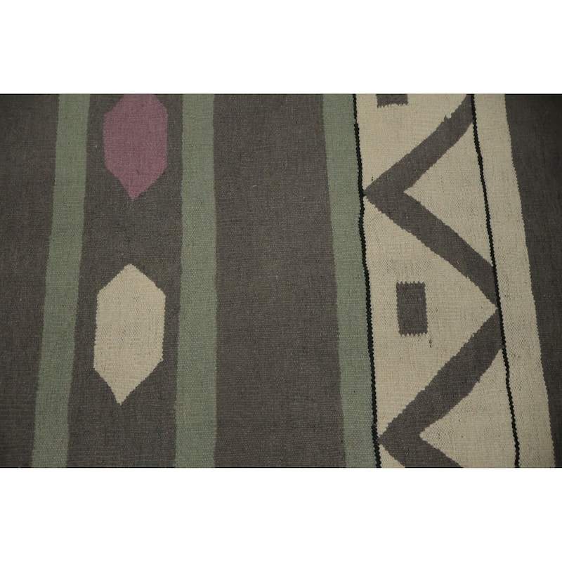 Hand Woven Oriental 100% Wool Carpet Southwestern Tribal Greys & Charcoal Kilim Area Rug - 18' 3'' X 11' 10''