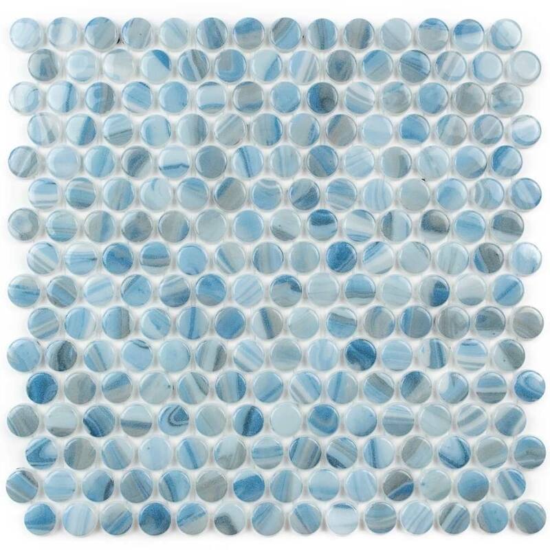 The Tile Life Eterna Penny 12x12 Tourmaline Round Glass Mosaic Floor, Wall & Backsplash Tile - 1 Sheet (0.88 Sq. ft.)