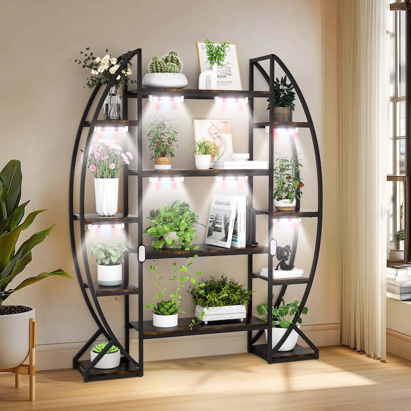 Large Ladder Plant Stand Half-Moon Shaped 8 Tier Plant Shelf