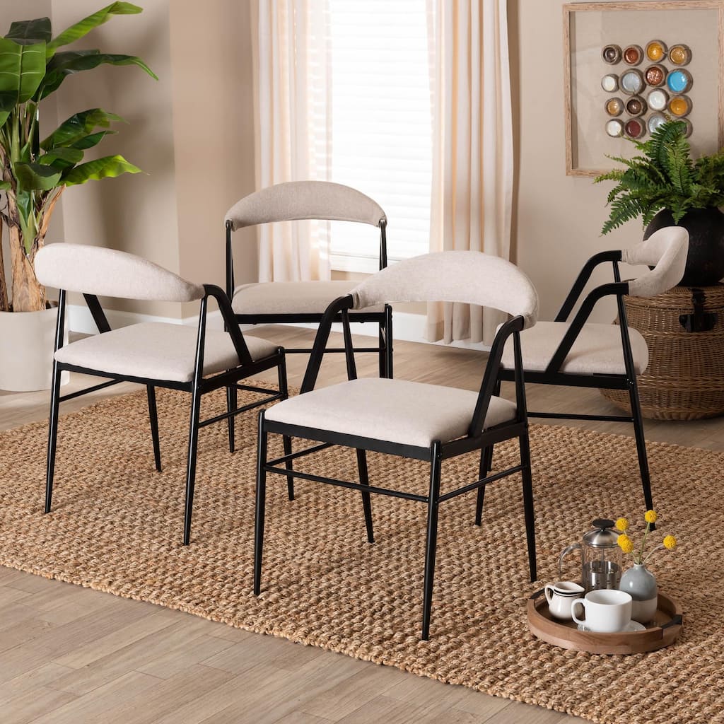 Orrin Modern Industrial Fabric and Metal 4-Piece Dining Chair Set
