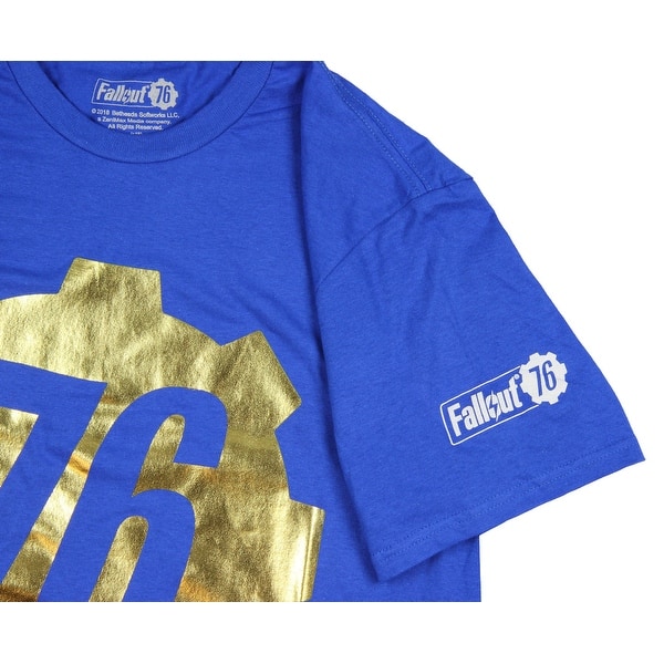 Shop Fallout 76 Shirt Men S Gold Foil Vault 76 Logo T Shirt Overstock 25558791