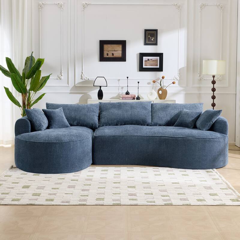 124.5-Inch Modern Compressed Boneless Sofa,Comes with 3 Back Pillows and 4 Throw Pillows