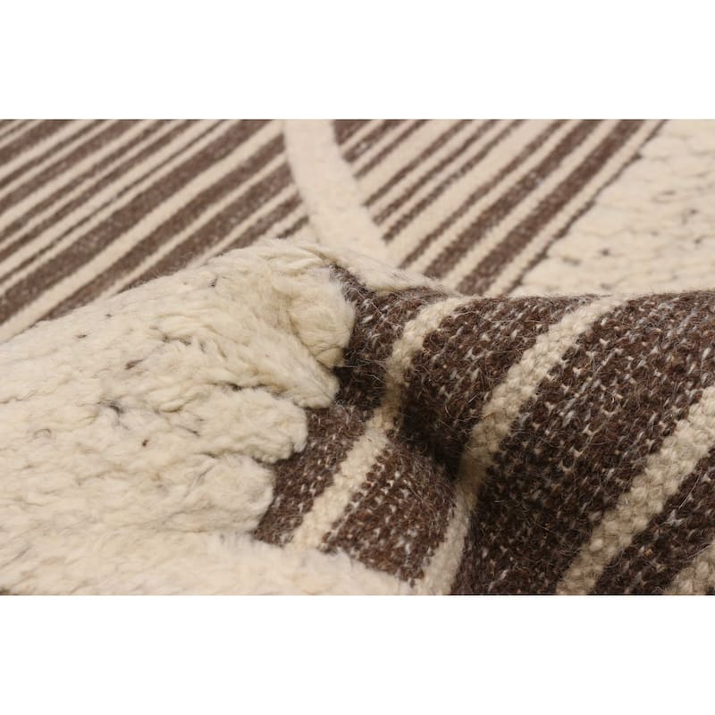 ECARPETGALLERY Hand-knotted Tangier Dark Brown Wool Rug - 7'11 x 9'9